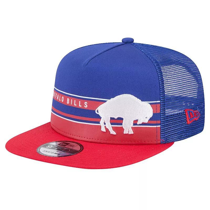 Mens New Era Royal/Red Buffalo Bills Half Stripe Trucker A-Frame 9FIFTY Snapback Hat Product Image