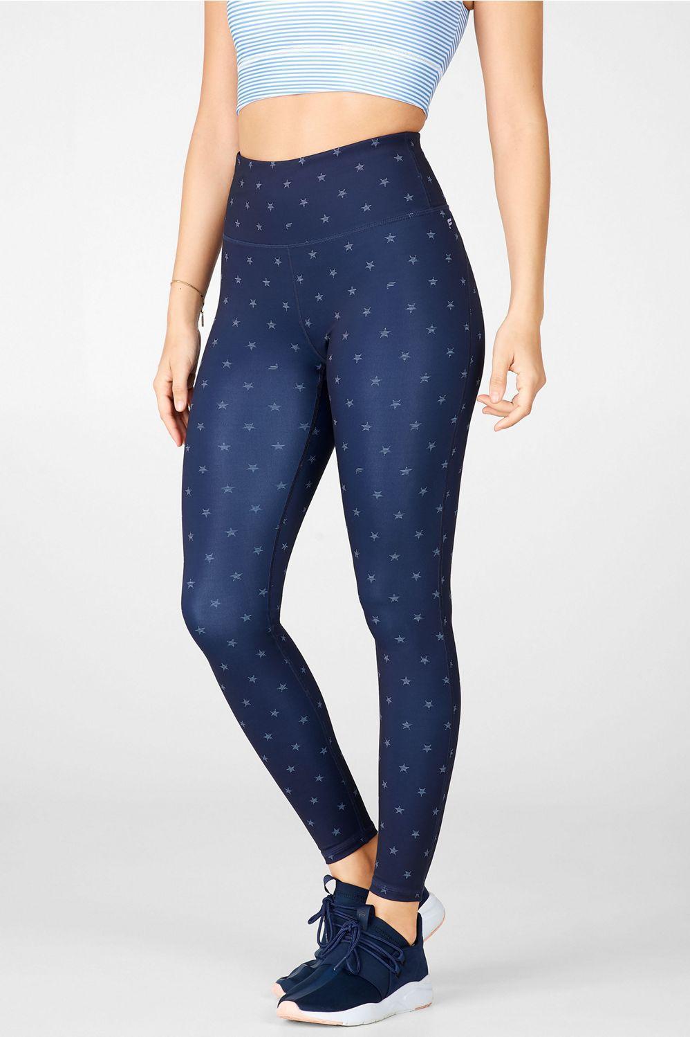 Fabletics High-Waisted Printed Ultracool 7/8 Womens blue plus Size 4X Product Image