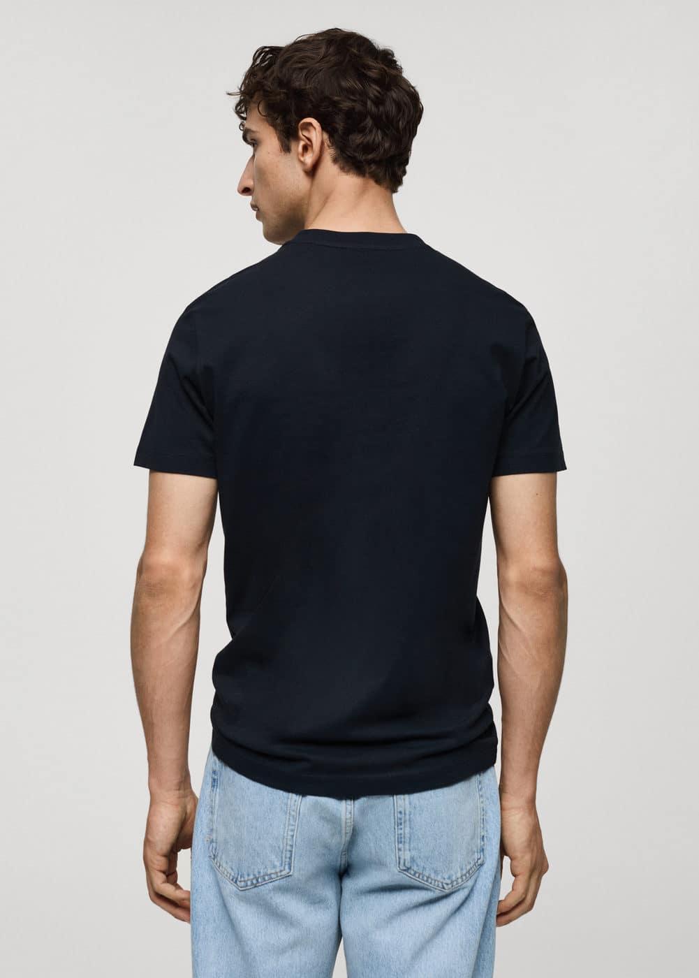 MANGO MAN - Basic cotton stretch T-shirt dark navyMen Product Image