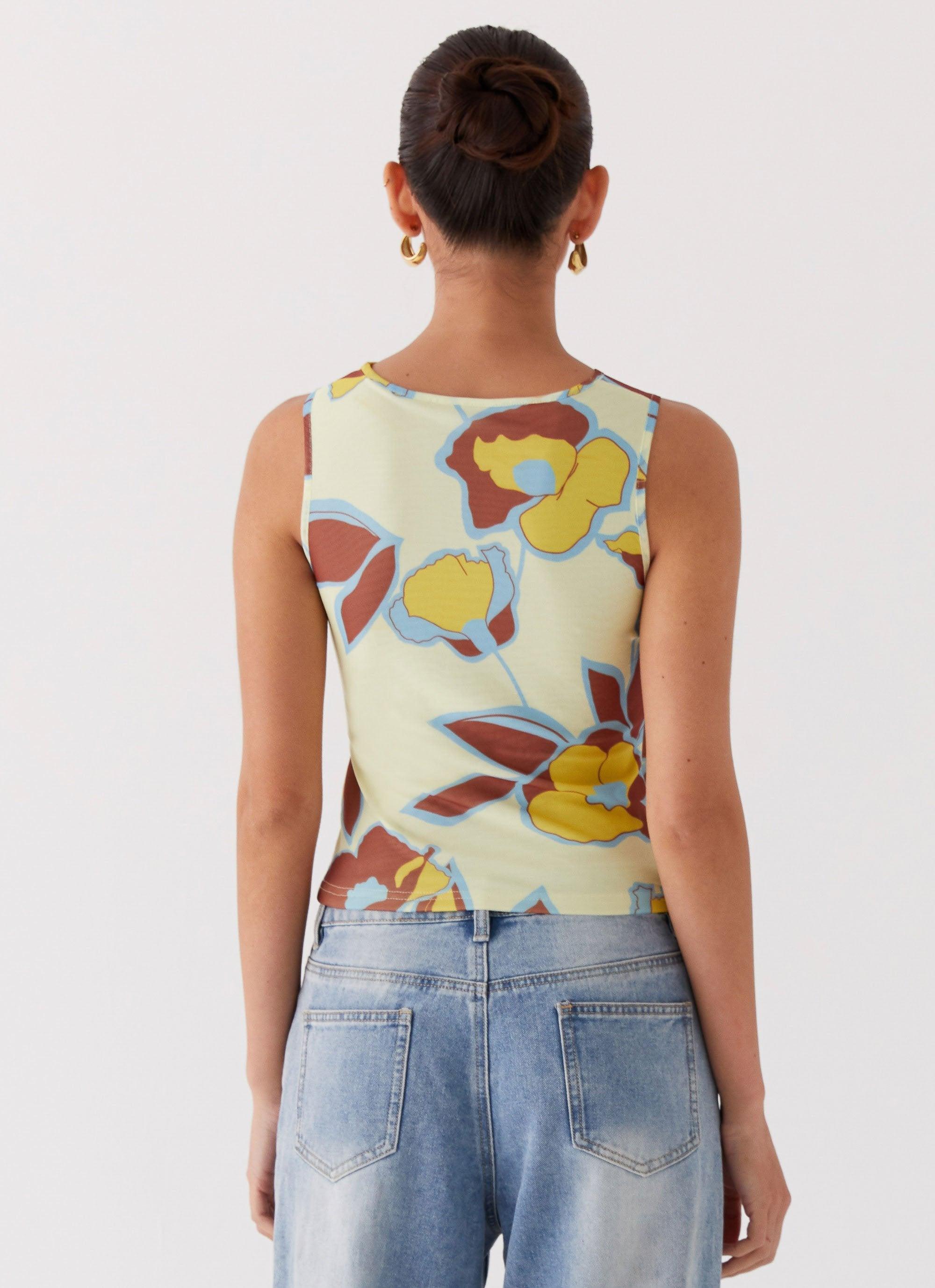 Beyond Cut Out Mesh Top - Primrose Product Image