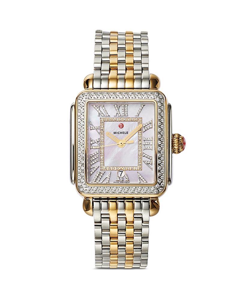 MICHELE Deco Madison Diamond Dial Two-Tone Bracelet Watch, 33mm Product Image