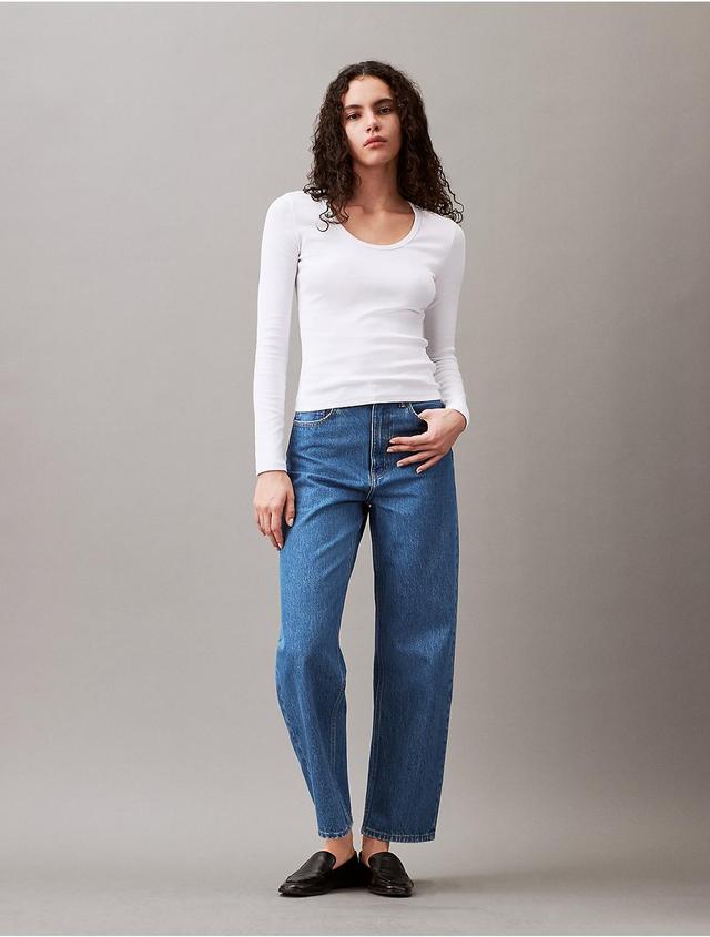 Calvin Klein Womens Barrel Fit Jeans - Blue - 33 Product Image