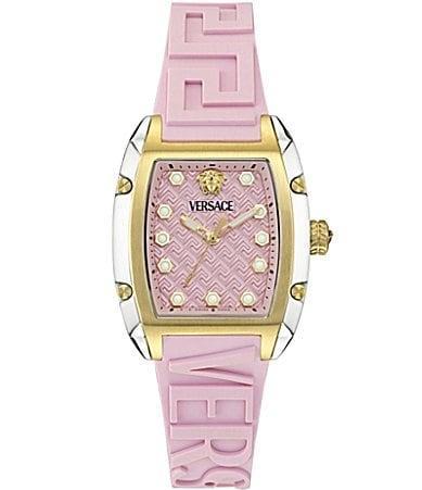 Versace Womens Swiss Pink Silicone Strap Watch 45x36mm Product Image