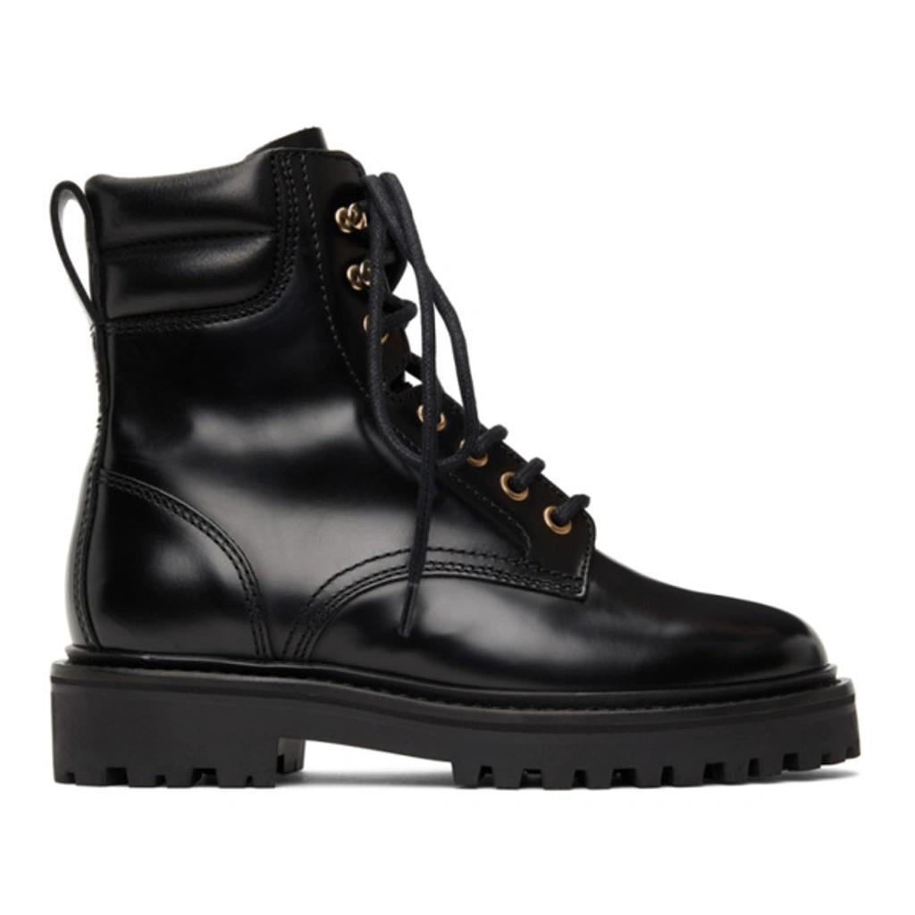 Campa Combat Boots In Black Leather In Nero Product Image