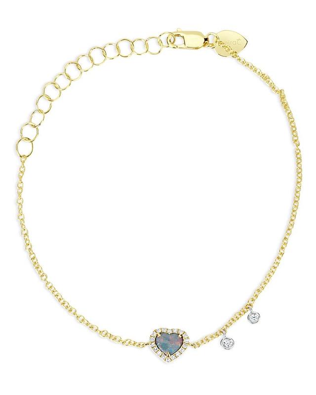 Meira T 14K Yellow Gold Mini Opal & Diamond Heart Bracelet Product Image