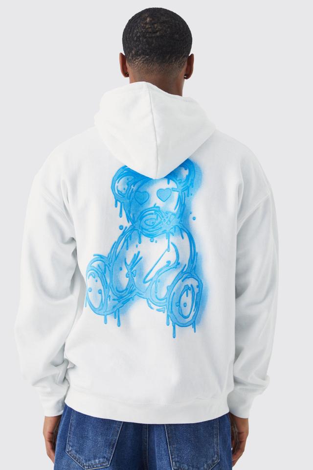 Regular Fit Spray On Teddy Graphic Hoodie | boohooMAN USA Product Image