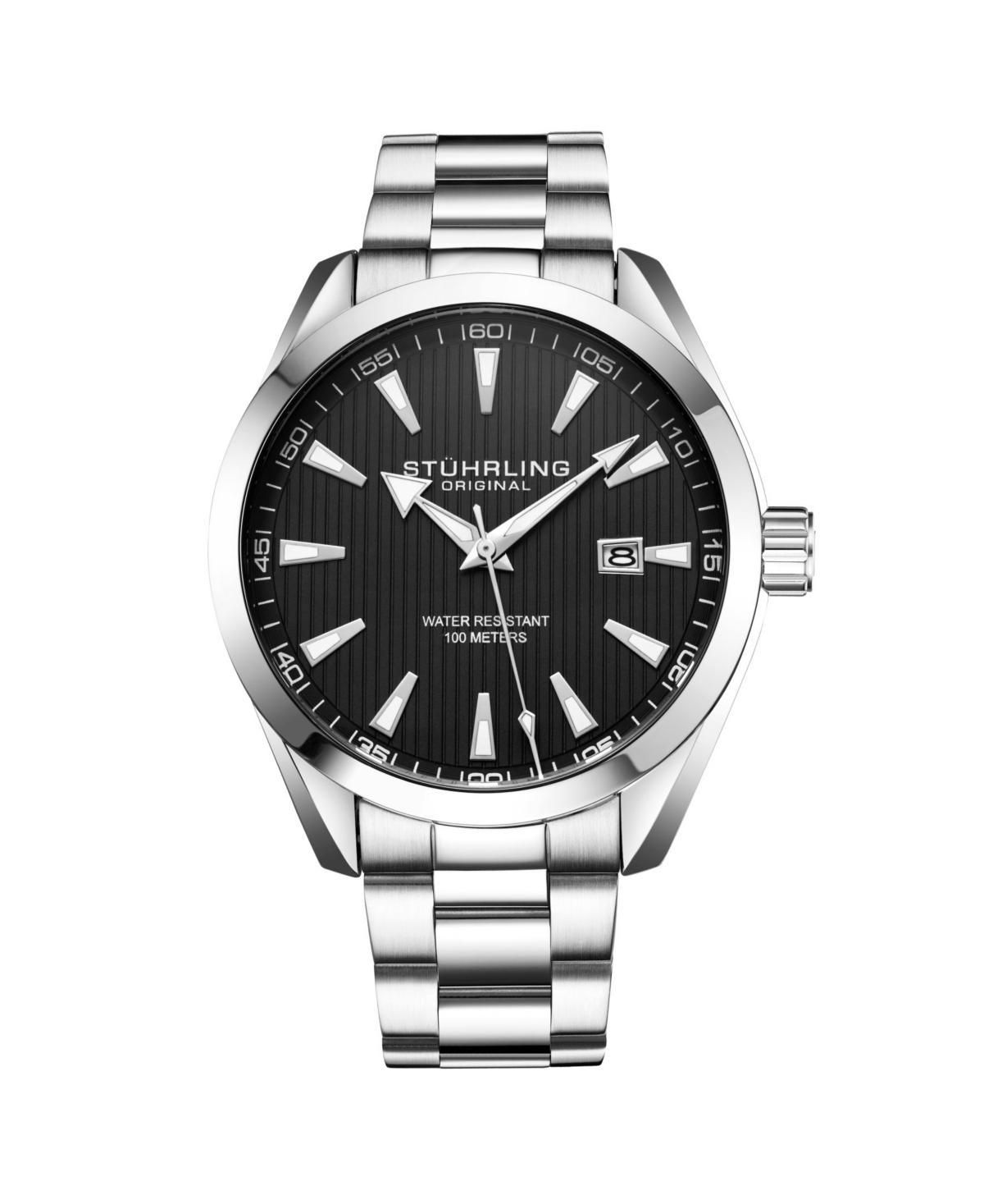 Stuhrling Mens Silver Tone Stainless Steel Bracelet Watch 42mm Product Image