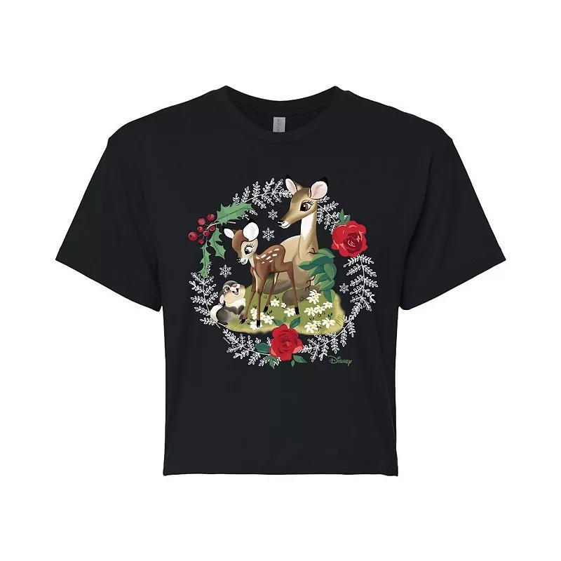 Disneys Bambi Womens Wreath Cropped Tee, Girls Product Image