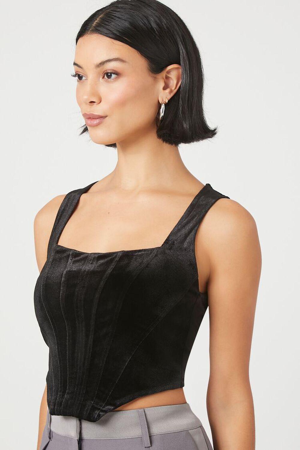 Velvet Bustier Cropped Tank Top | Forever 21 Product Image