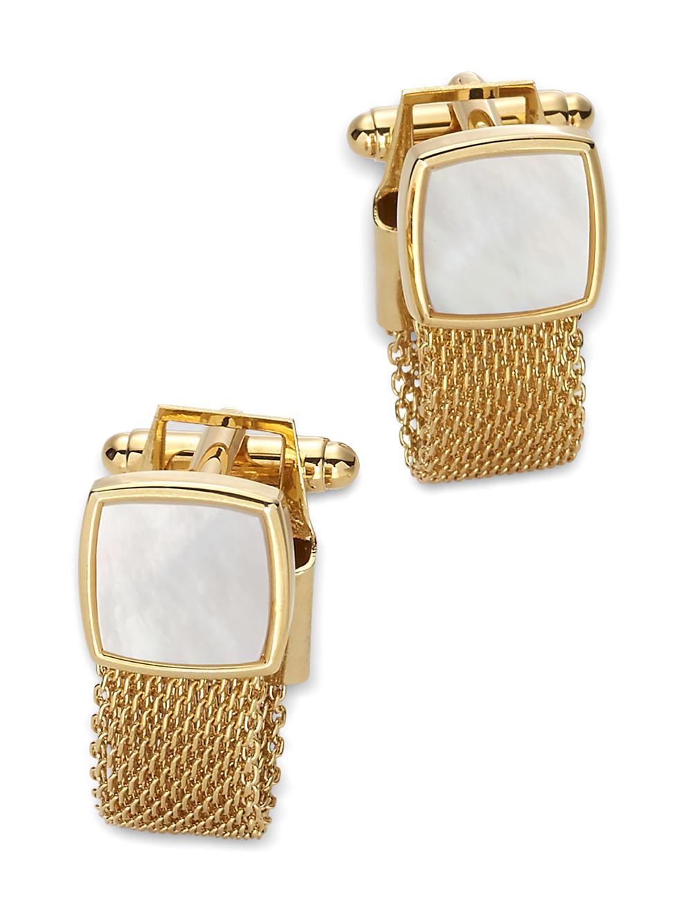 Mother of Pearl Mesh Wrap Cufflinks - Silver Product Image