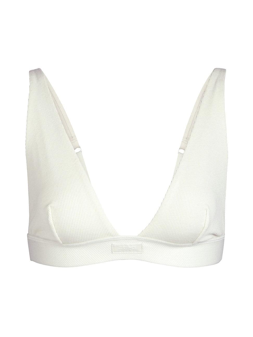 Womens Cotton Rib Plunge Bralette Product Image