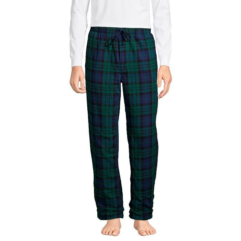 Mens Lands End Plaid Sherpa-Lined Flannel Pajama Pants Product Image