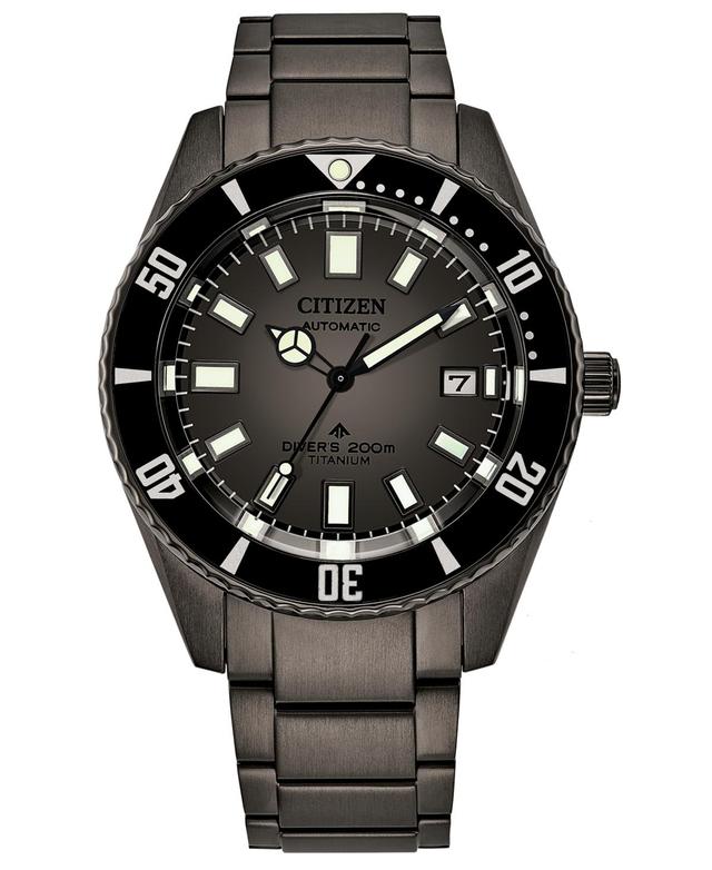 Men's Citizen Promaster Dive Super Titaniumâ¢ Black PVD Automatic Watch with Grey Dial (Model: Nb6025-59H) Product Image