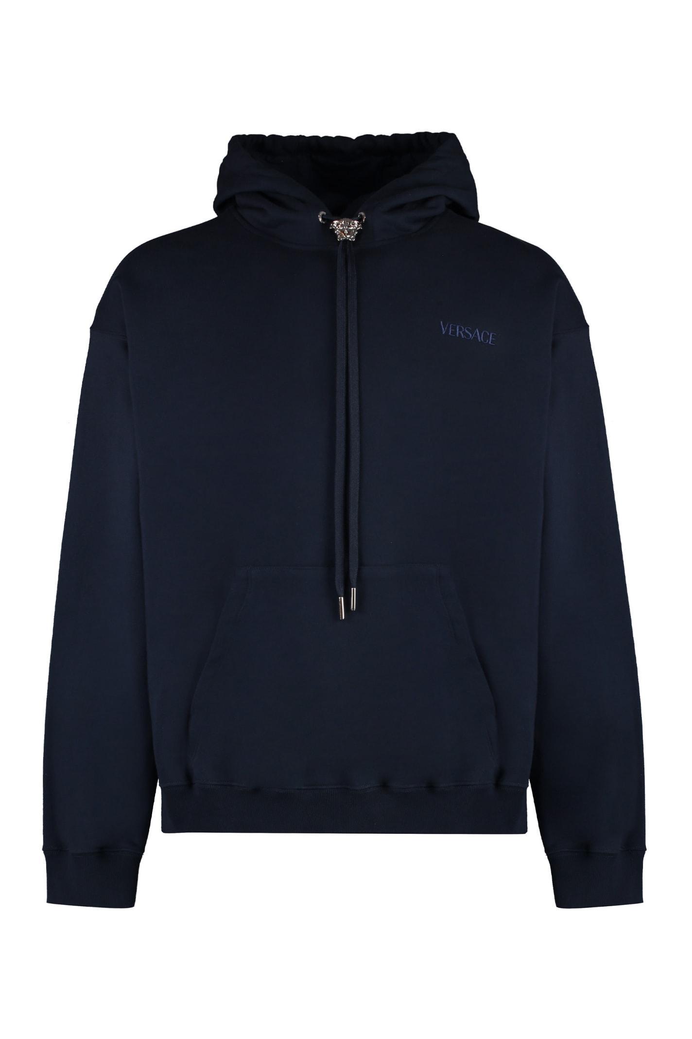 Black Cotton Sweatshirt In Navy Product Image