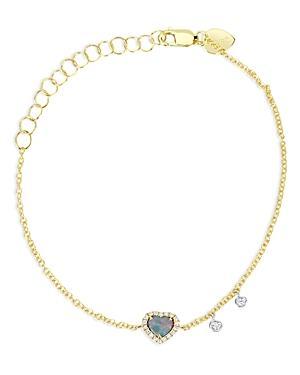 Meira T 14K Yellow Gold Mini Opal & Diamond Heart Bracelet Product Image