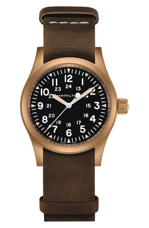 Hamilton Khaki Field Mechanical Leather Strap Watch, 38mm Product Image