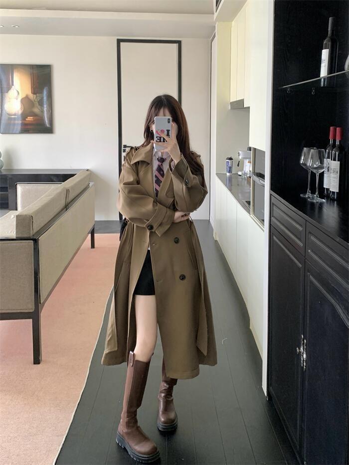 Plain Double-Breasted Trench Coat product image