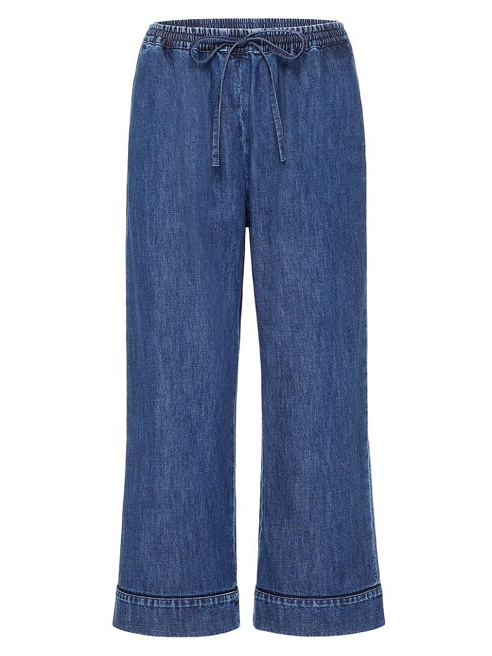 Womens Cotton Chambray Crop Pants Product Image