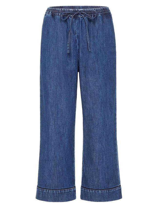 Womens Cotton Chambray Crop Pants Product Image