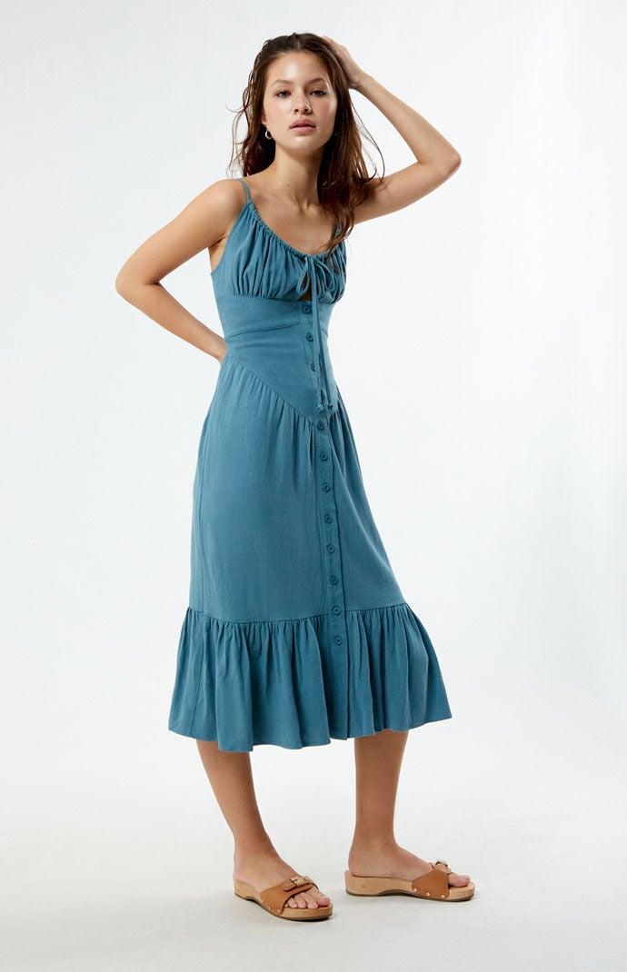 Women's Linen Bustier Midi Dress Product Image