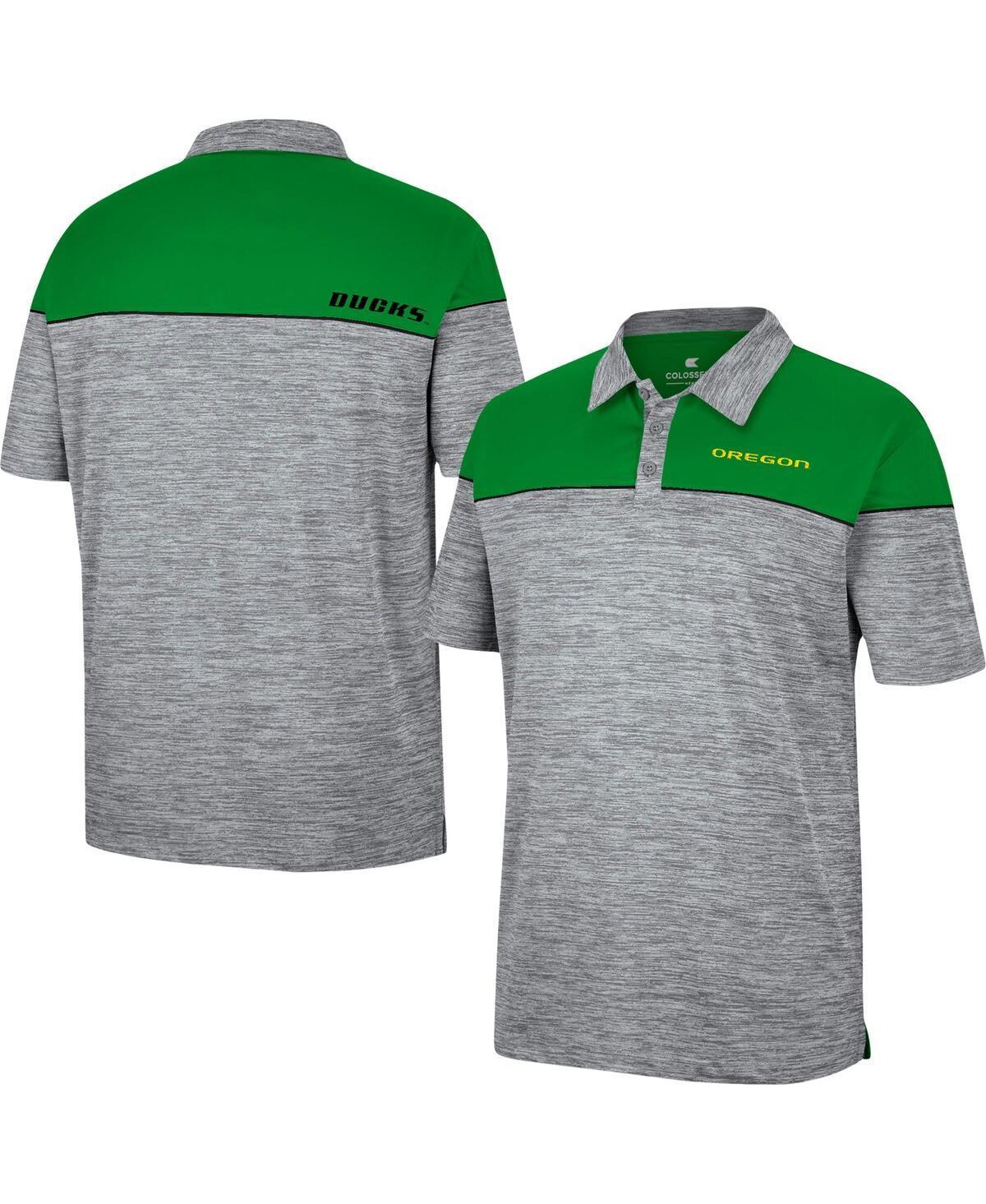 Mens Colosseum Heathered Gray, Green Oregon Ducks Birdie Polo Shirt Product Image