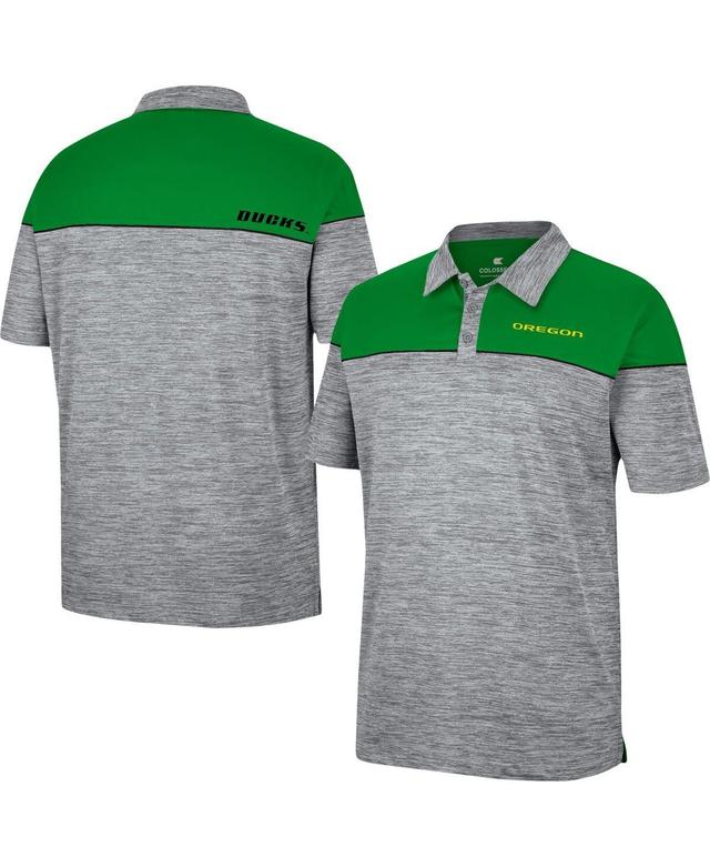 Mens Colosseum Heathered Gray, Green Oregon Ducks Birdie Polo Shirt Product Image