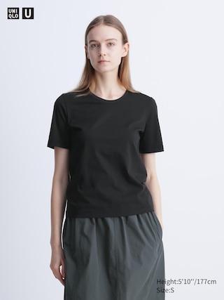 Womens Supima Cotton Crew Neck T-Shirt Black 2XL UNIQLO US Product Image