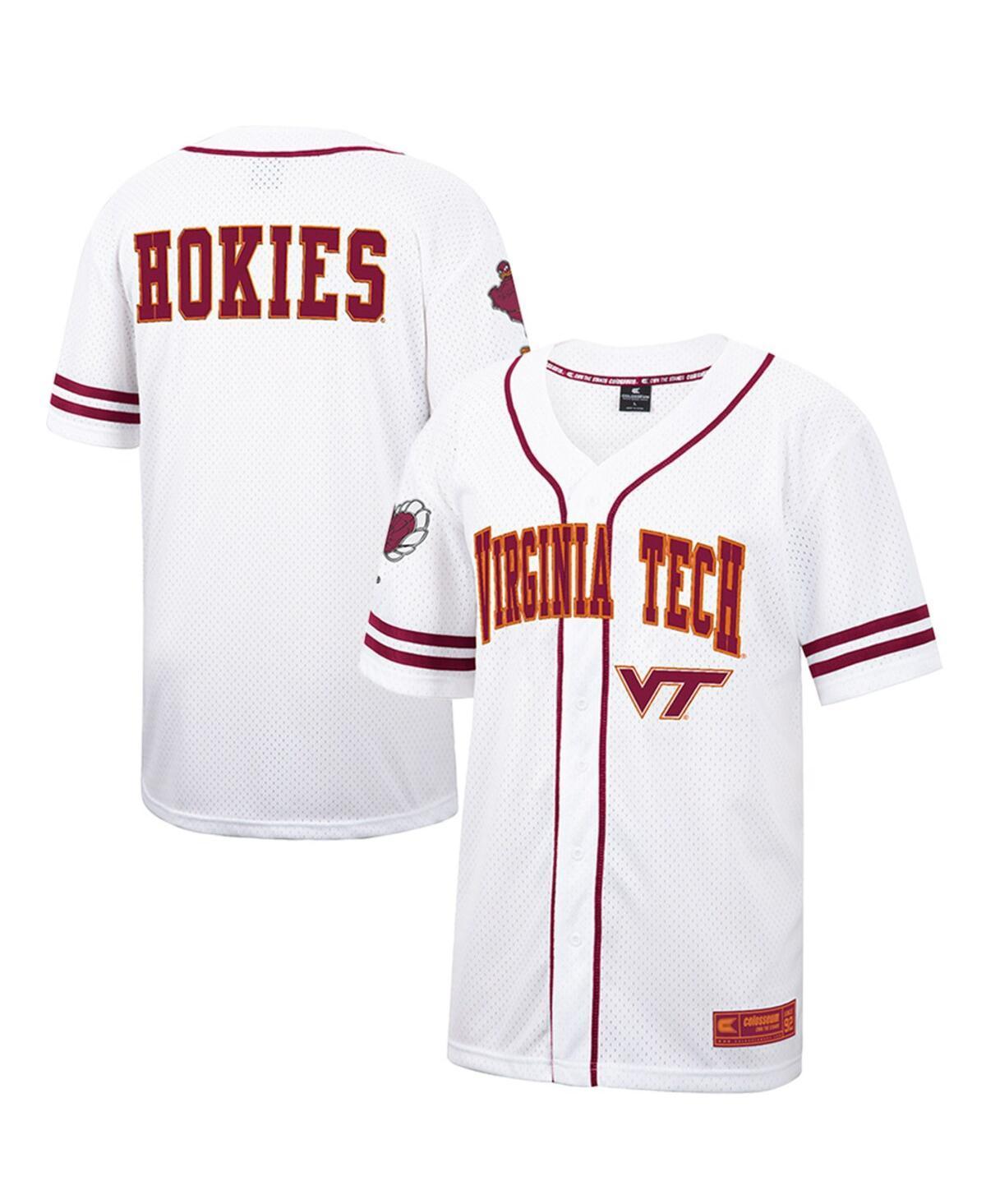 Mens Colosseum White and Maroon Virginia Tech Hokies Free Spirited Baseball Jersey - White, Maroon Product Image