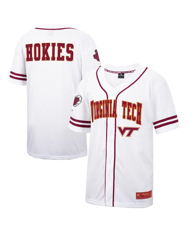 Mens Colosseum White and Maroon Virginia Tech Hokies Free Spirited Baseball Jersey - White, Maroon Product Image