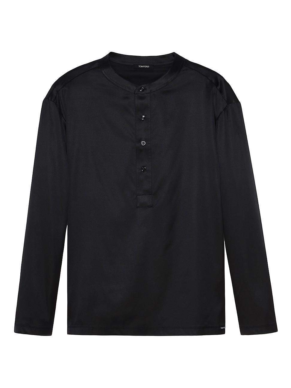 TOM FORD Henley Stretch Silk Pajama Shirt Product Image