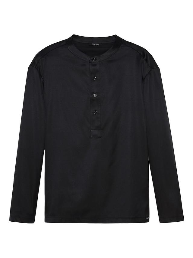 TOM FORD Henley Stretch Silk Pajama Shirt Product Image