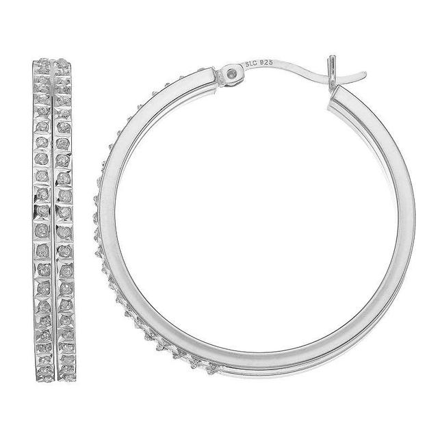 Diamond Mytique Sterling Silver Diamond Accent DoubleHoop Earrings, Womens, White Over Silver Product Image