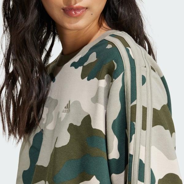 Essentials 3-Stripes Camo-Print Cropped Sweatshirt Product Image