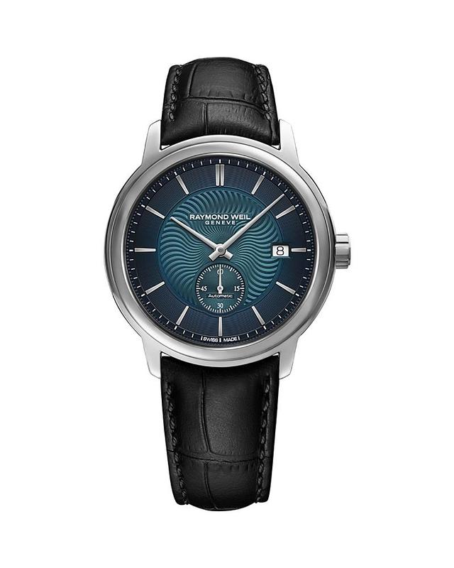 Raymond Weil Mens Swiss Automatic Maestro Small Seconds Black Leather Strap Watch 40mm - Gray Product Image