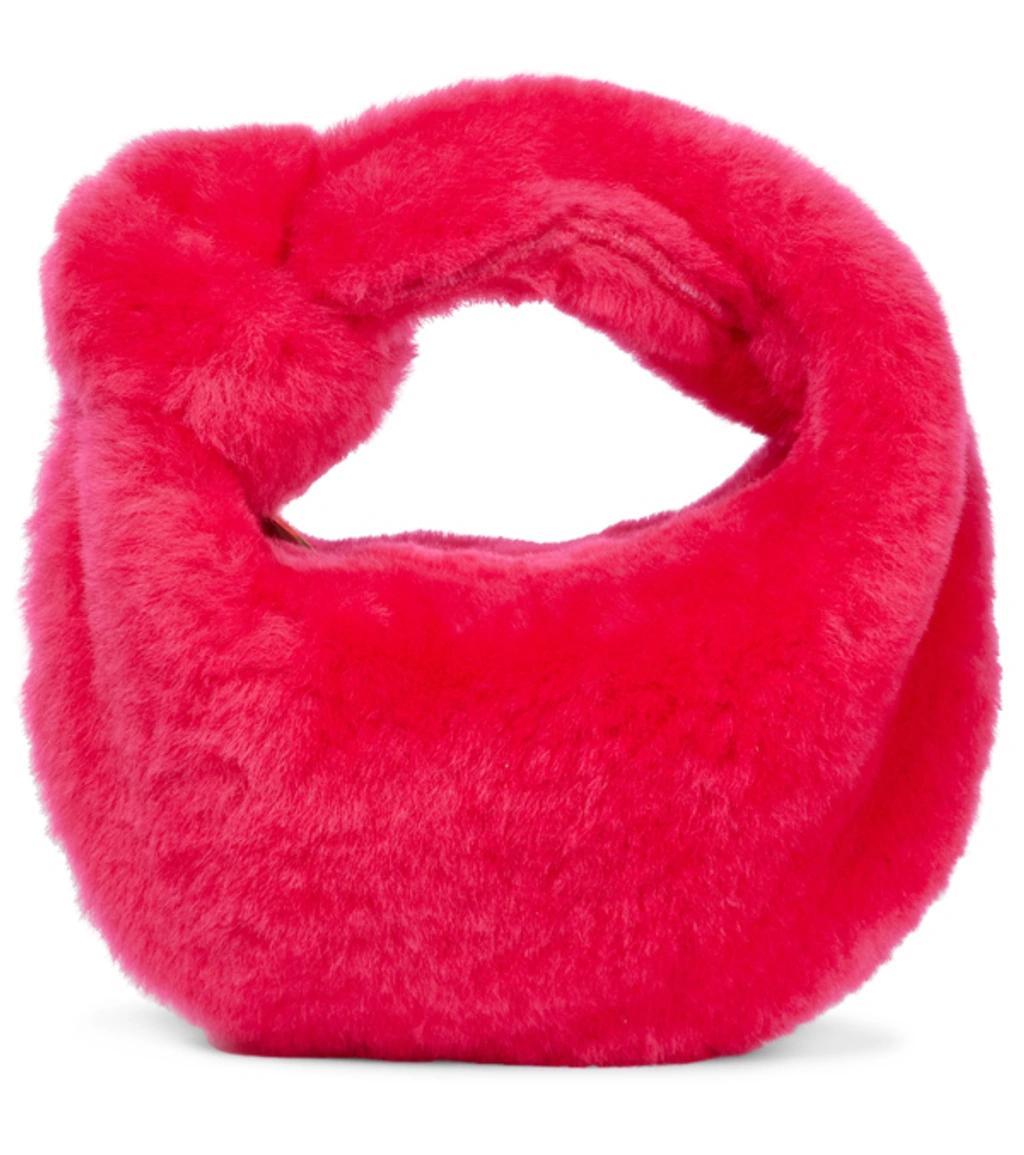 Pink The Mini Jodie Shearling Clutch Bag Product Image