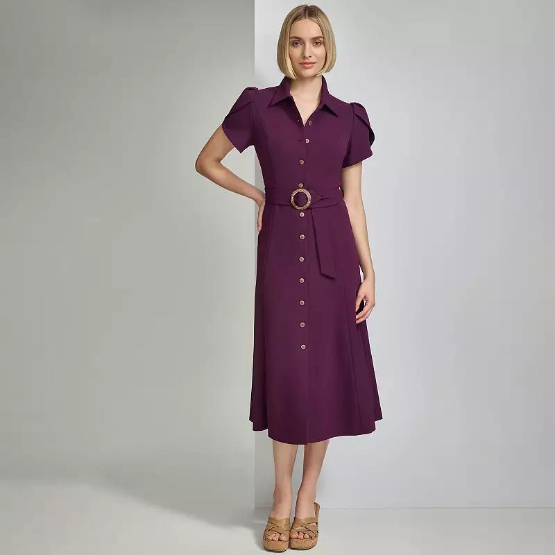 Womens Andrew Marc Short Sleeve Button Front Midi Dress Product Image