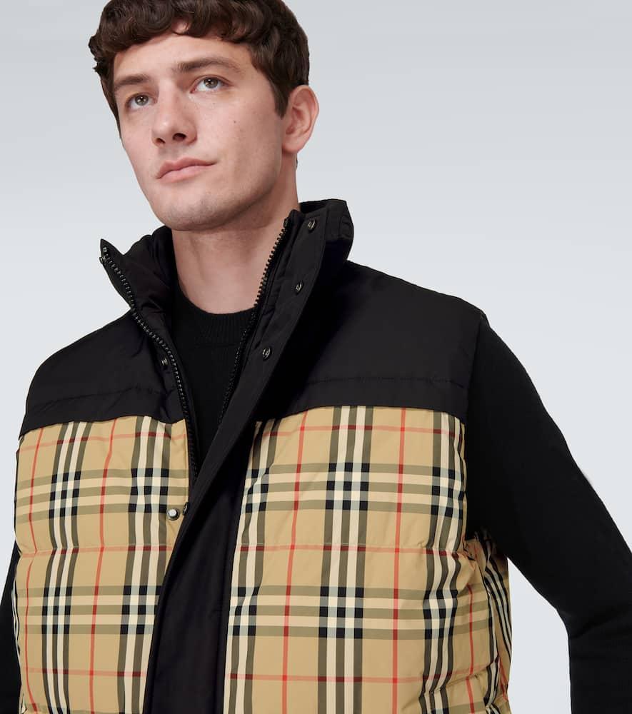 Check Panel Reversible Gilet In Archive Beige Check Product Image