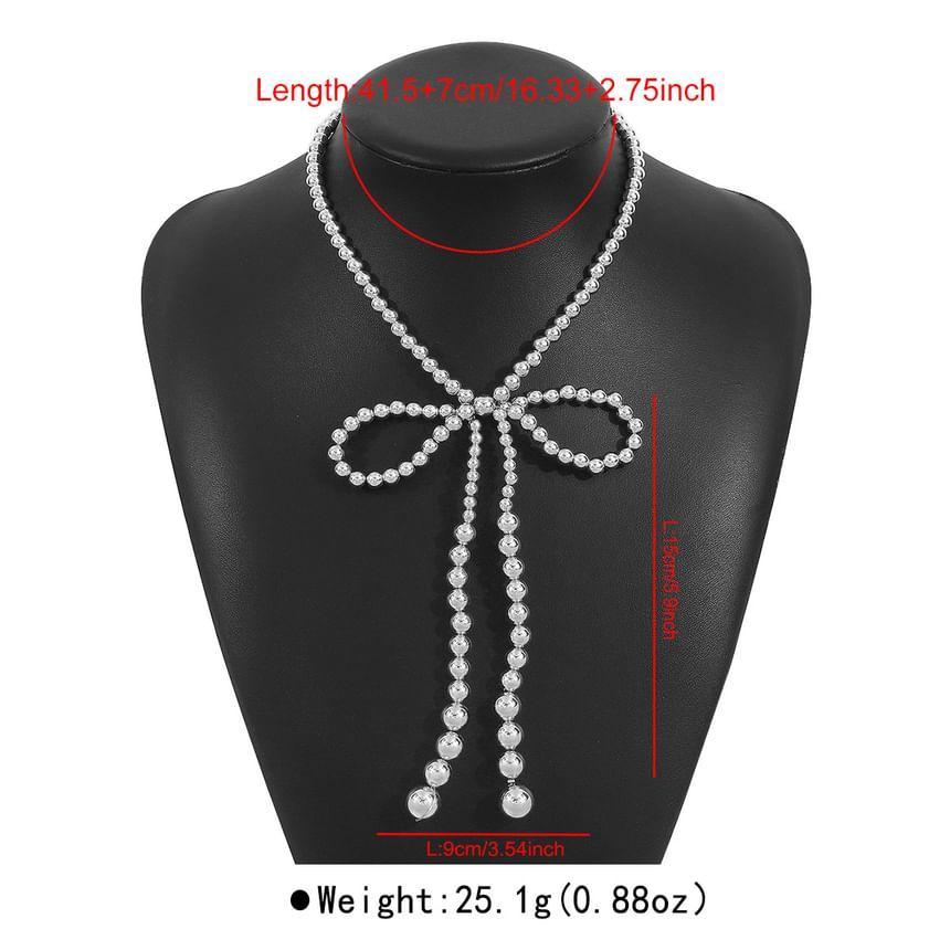 Faux Pearl Bow Necklace Product Image