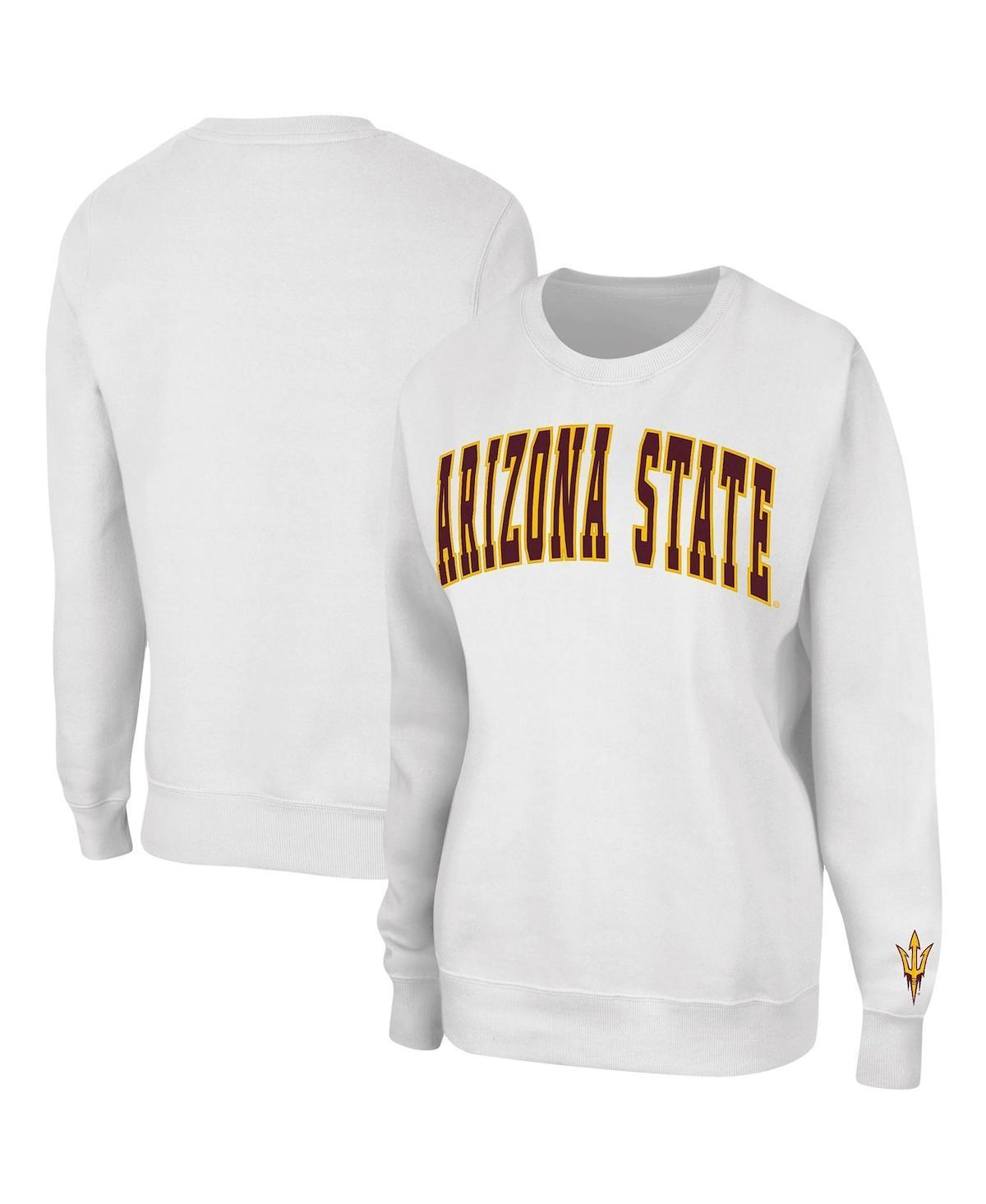 Womens Colosseum White Arizona State Sun Devils Campanile Pullover Sweatshirt Product Image