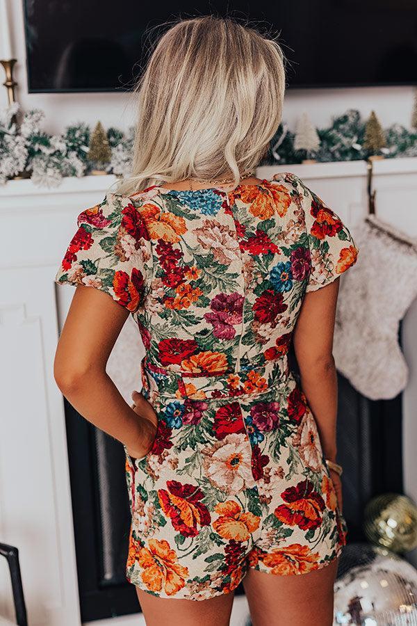 Cute Energy Floral Romper in Beige Product Image