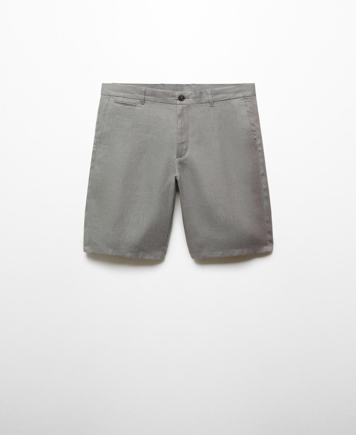 MANGO MAN - Slim fit 100% linen Bermuda shorts greyMen Product Image