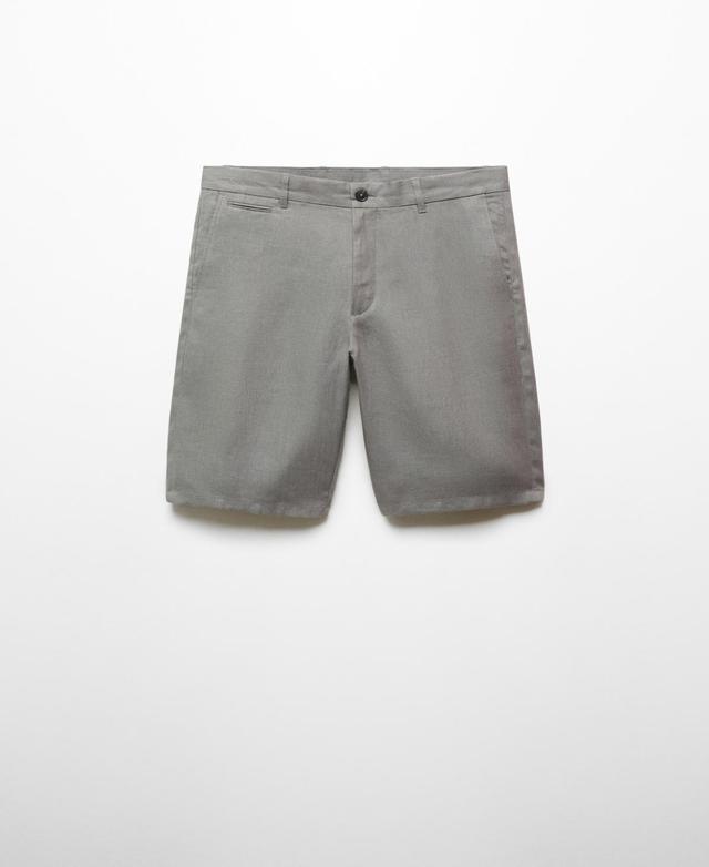 MANGO MAN - Slim fit 100% linen Bermuda shorts greyMen Product Image