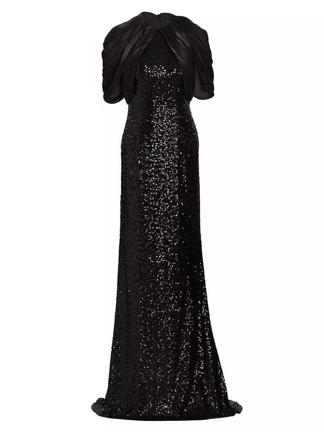 Sequin Cape Floor-Length Gown Product Image