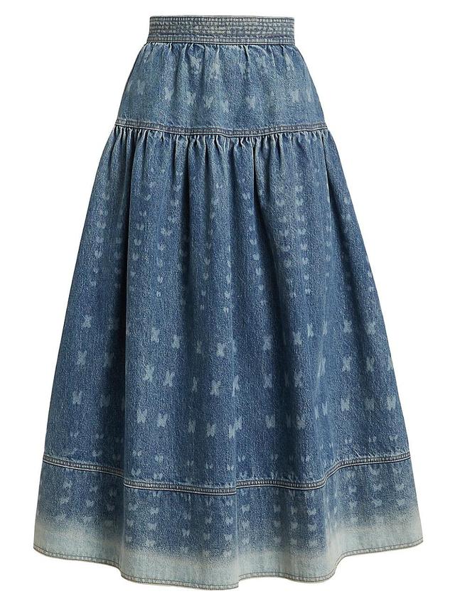 Womens Astrid Denim A-Line Midi-Skirt Product Image