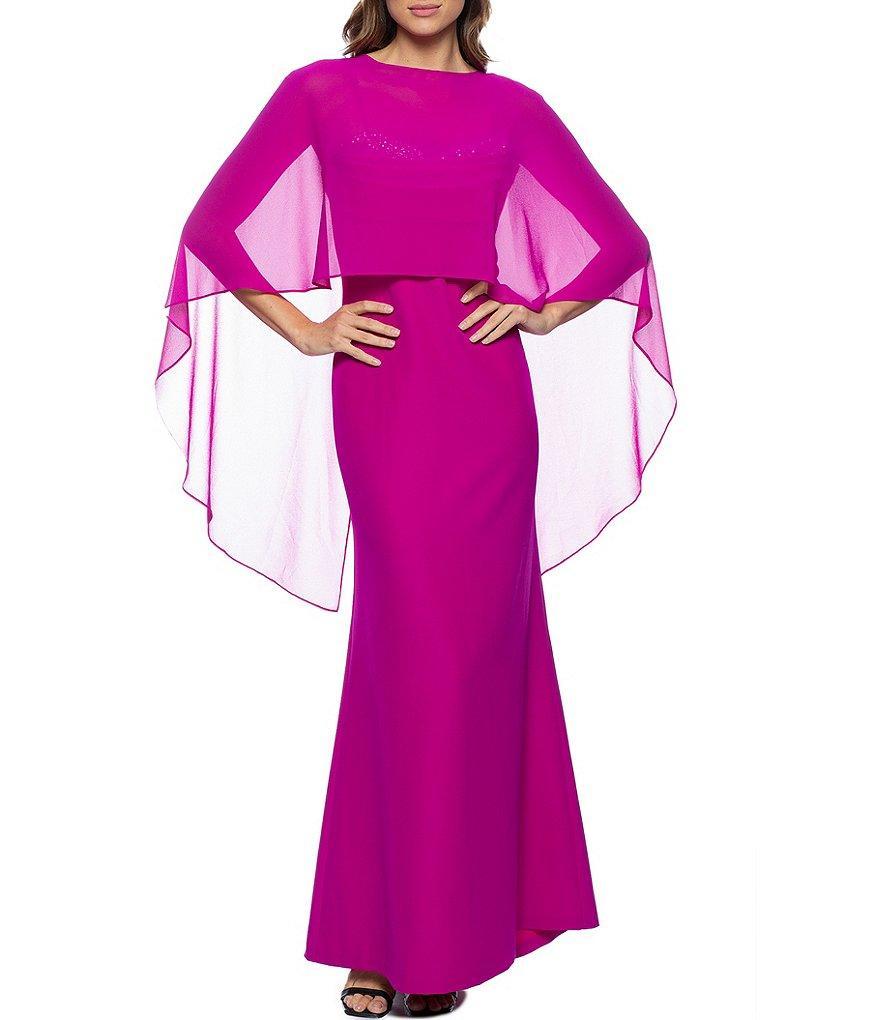 Marina Sleeveless Embellished Cowl Neck Capelet Gown Product Image