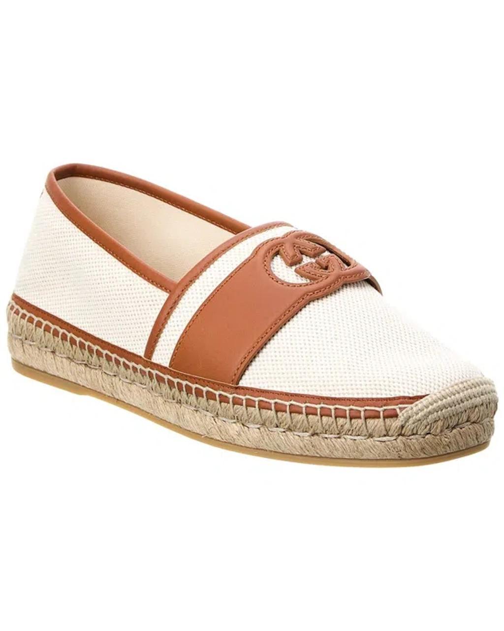 Interlocking G Canvas & Leather Espadrille In Beige Product Image