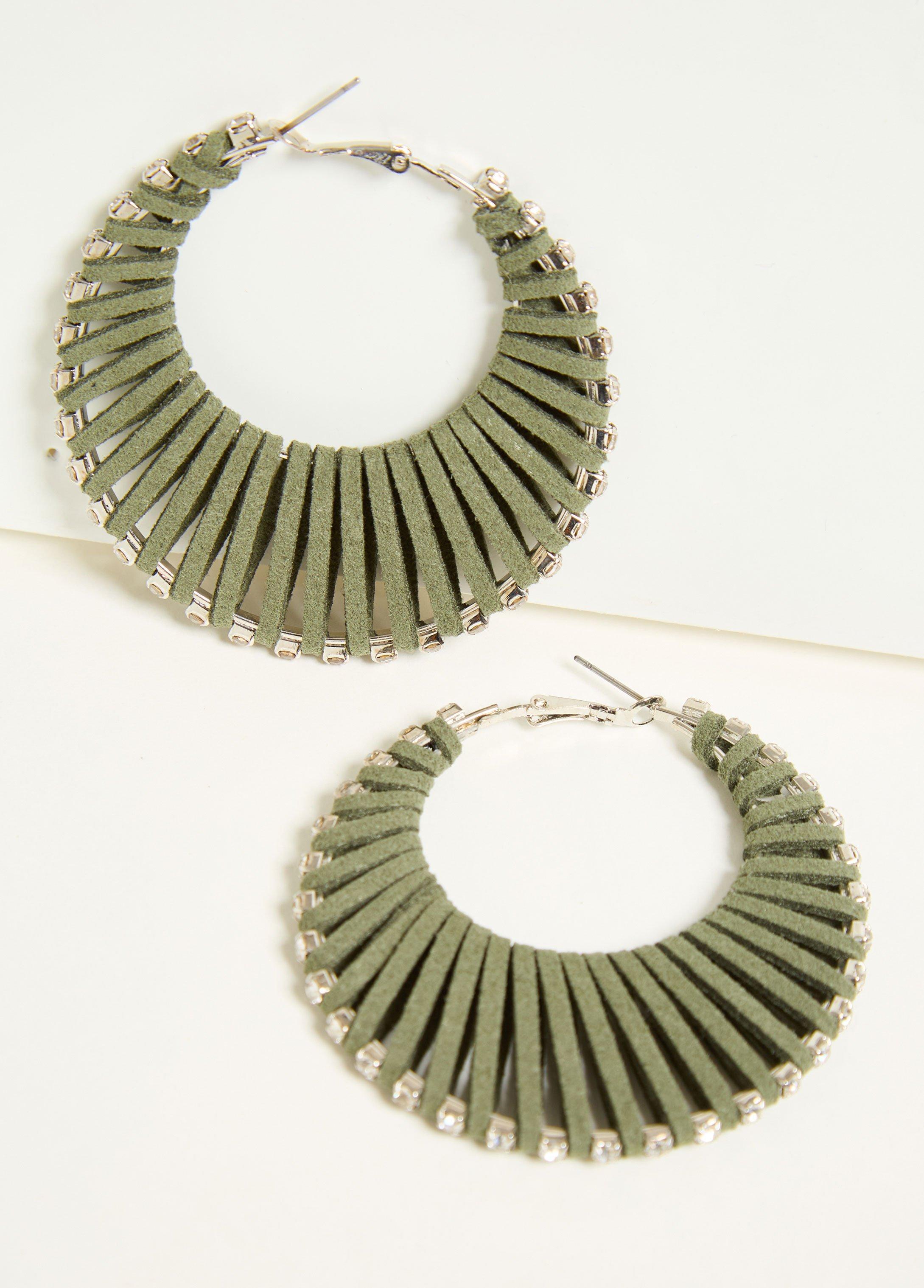 Plus Size Faux Suede Wrapped Hoop Earrings Ashley Stewart Product Image