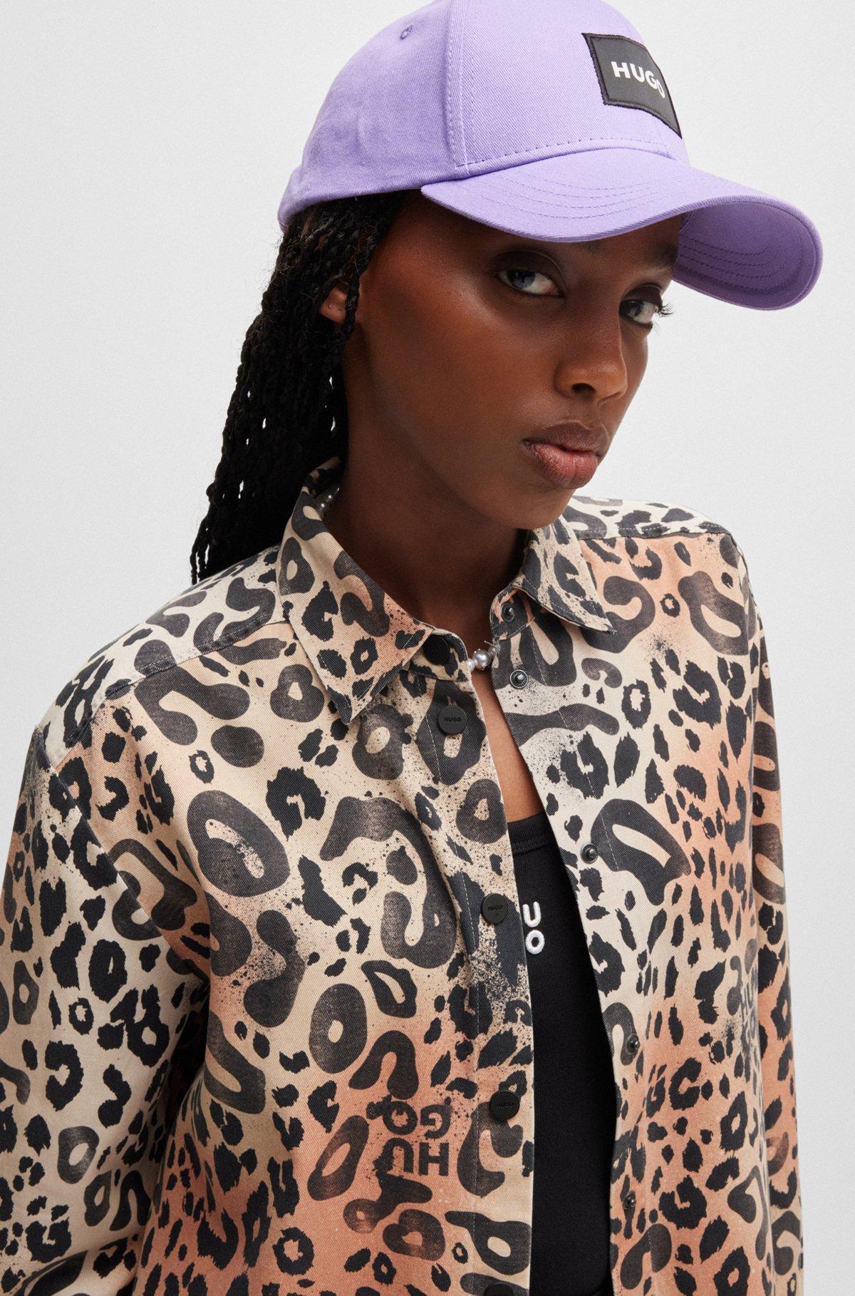 Oversize-fit blouse in leopard-print twill Product Image