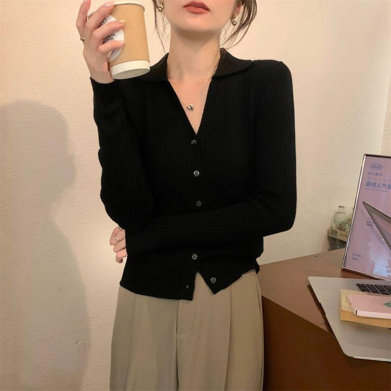 Long-Sleeve Plain Cardigan Product Image