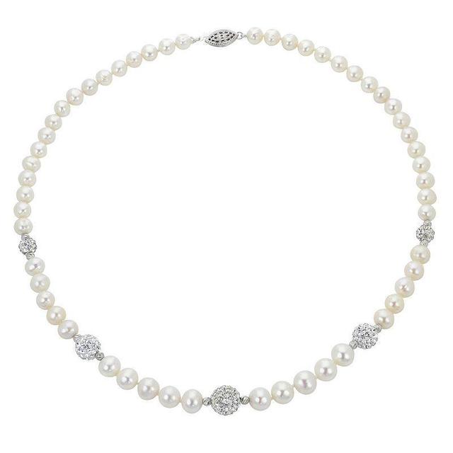 PearLustre by Imperial Freshwater Cultured Pearl & Crystal Bead Necklace, Womens Sterling Silver Product Image